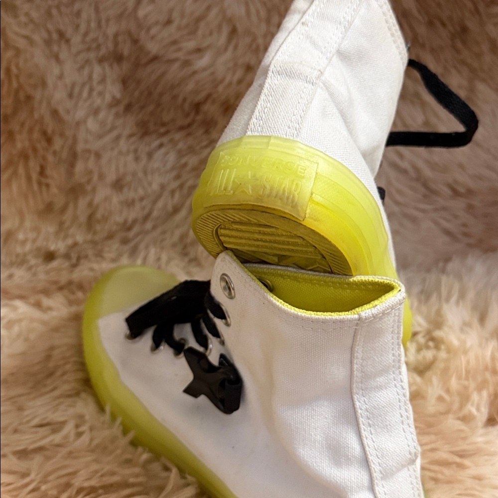 RARE! Converse Chuck Taylor All Star White Neon Sole Hi Top Sneaker - Picture 10 of 11